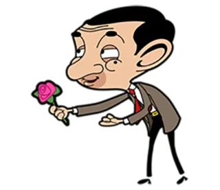 🌹 Mr. Bean Mr. Bean, Dessin animé, Fleur, Romantique, Personnage telegram sticker