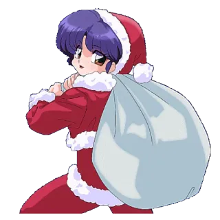 🎅 navidad, papá noel, anime, chica, dibujos animados, fiesta, invierno whatsapp sticker