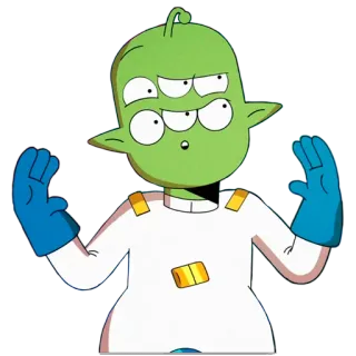 😝 Mooncake Final Space Alien, Grün, Cartoon, Animiert, Figur, Final Space, Mooncake telegram sticker