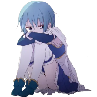 😔 Sayaka Miki Puella Magi Madoka Magica anime, manga, sad, blue hair, magical girl telegram sticker