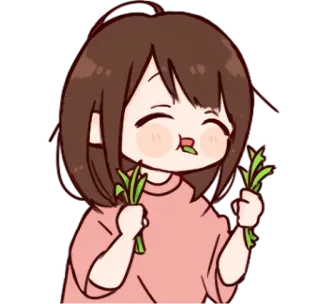 😋 cartoon, cute, eating, girl, kawaii, sticker telegram sticker