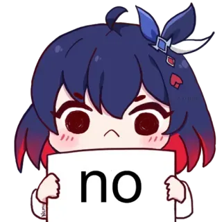❌ no Anime, Menina, Não, Adesivo, Desenho animado, Rejeitar whatsapp sticker