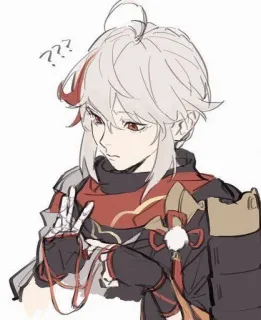 🌟 Kaedehara Kazuha Genshin Impact ??? Anime, Video game, Fanart, Genshin Impact, Kaedehara Kazuha, Pontos de interrogação telegram sticker