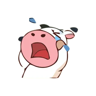 😫 krowa, płacz, smutny, emoji, kreskówka, naklejka telegram sticker