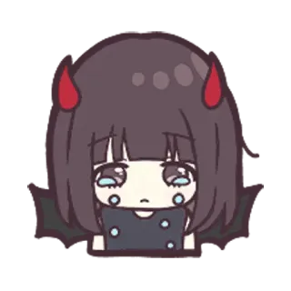 😭 Anime, Niedlich, Mädchen, Teufel, Kawaii, Chibi, Hörner telegram sticker