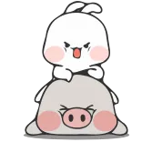 😠 Hase, Schwein, Cartoon, süß, Tier, Emoji, Sticker telegram sticker
