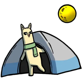 🌕 лама, палатка, кемпинг, луна, мультфильм, животное whatsapp sticker