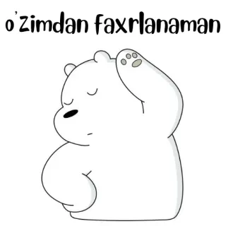 🐻‍❄️ O'zimdan faxrlanaman ours, animal, dessin animé, fierté, ouzbek whatsapp sticker