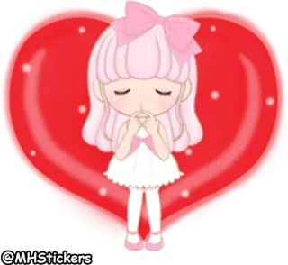 ❤️ @MHStickers carino, ragazza, rosa, cuore, kawaii, adesivo telegram sticker