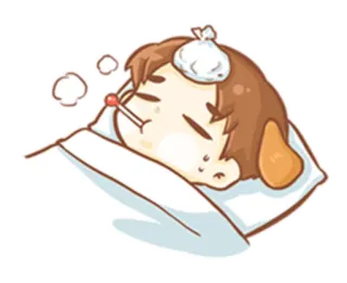 🤒 sick, ill, fever, thermometer, cold, flu, cartoon, character telegram sticker