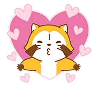 💋 tanuki, cane procione, carino, cuore, amore, animale telegram sticker