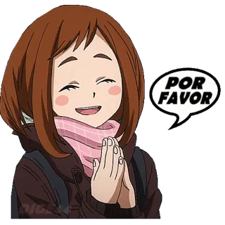 🙏 Ochaco Uraraka My Hero Academia POR FAVOR Anime, My Hero Academia, Ochaco Uraraka, Por favor, Por favor, Desenho animado telegram sticker