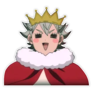 🤩 Asta Black Clover anime, manga, crown, red cape, king telegram sticker