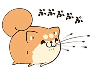 🐶 ぷぷぷぷ Hund, Shiba Inu, Tier, niedlich, Cartoon, kawaii, Puff, Wind telegram sticker
