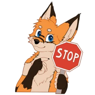 🦊 STOP berhenti, rambu, rubah, furry, hewan, merah telegram sticker