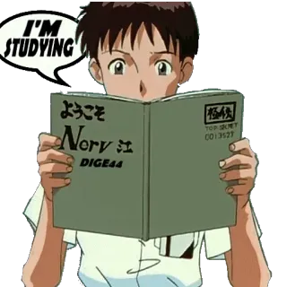 📘 Shinji Ikari Neon Genesis Evangelion I'M STUDYING Anime, Lernen, Charakter, Neon Genesis Evangelion, Shinji, Buch telegram sticker