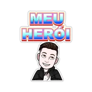😃 MEU HERÓI! eroe, cartone animato, Bitmoji, ritratto, espressione, celebrazione telegram sticker