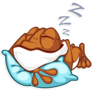 😴 ZZZ 개구리, 졸린, 자는, 베개, 만화, 동물, 낮잠, zzz telegram sticker