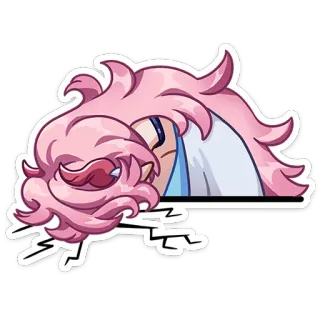 🫠 anime, cartoon, character, pink hair, angry, frustrated telegram sticker