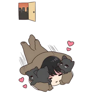 🤗 kot, sen, słodki, serce, anime whatsapp sticker