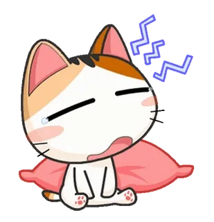 🥱 mèo, buồn ngủ, gối, hoạt hình, động vật, mệt mỏi telegram sticker