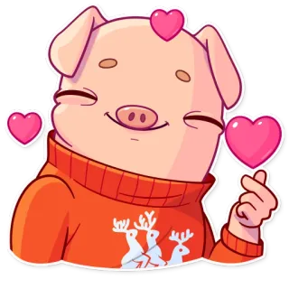 😘 babi, hati, cinta, kartun, hewan, imut, stiker telegram sticker