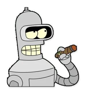 🚬 Bender Futurama robot, cartoni animati, umorismo, tv, sigaro telegram sticker