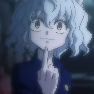 🧊 Neferpitou Hunter x Hunter anime, cat, villain, middle finger, hunter x hunter, neferpitou telegram sticker