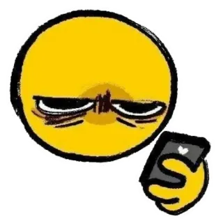 🤨 表情符号, 疲惫, 手机, 心情, 绘画 telegram sticker