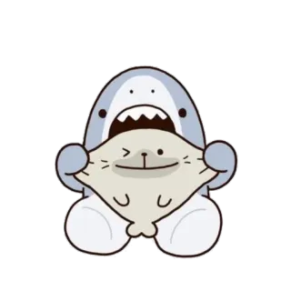 😬 猫, サメ, コスチューム, 面白い, かわいい, 動物 telegram sticker