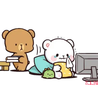 😪 orso, piangere, triste, computer, carino, animale telegram sticker