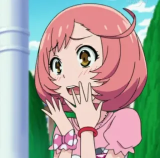 🌺 anime, kartun, gadis, karakter, rambut merah muda, khawatir telegram sticker