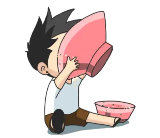 🍜 kartun, anak, mangkuk, makan, makanan telegram sticker
