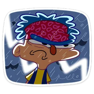 ☔️ triste, dessin animé, pluie, tonnerre, Ed Edd et Eddy, personnage telegram sticker