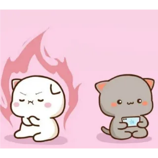 🙂 Katze, wütend, Handy, süß, kawaii, Cartoon telegram sticker