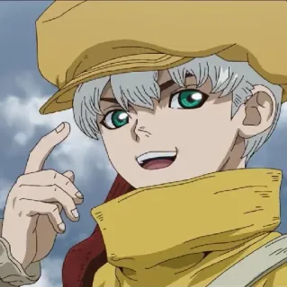 💈 Anime, Junge, Zeigen, Hut, Lächeln telegram sticker