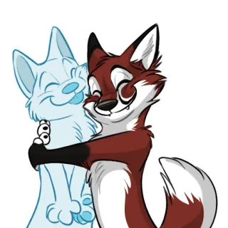 🤗 raposa, desenho animado, animal, amizade, abraço, fofo telegram sticker