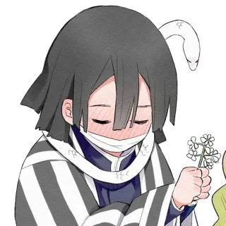 🌸 Obanai Iguro Demon Slayer Anime, Serpente, Fiore, Maschera, Demon Slayer telegram sticker
