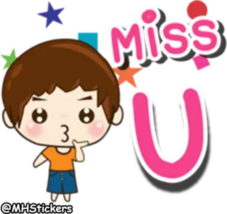 ☹ Miss U 想你, 卡通, 可爱, 爱, 动画 telegram sticker