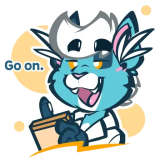 😶 Go on. 만화, 동물, 파란색, 고양이, 엄지척, 격려, 힘내 telegram sticker