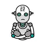 😢 i!? หุ่นยนต์, เศร้า, เครื่องจักร, สีเทา, หงุดหงิด telegram sticker