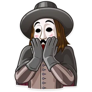 😨 Guy Fawkes V for Vendetta Guy Fawkes, mask, anonymous, hat, V for Vendetta, sticker telegram sticker