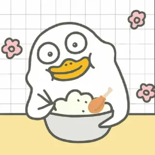 🐣 เป็ด, ข้าว, ไก่, อาหาร, การ์ตูน, น่ารัก telegram sticker