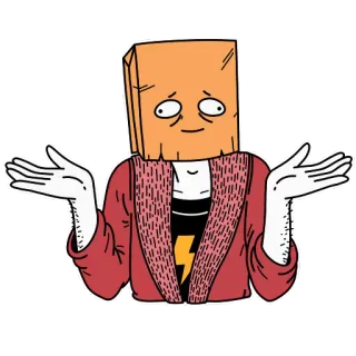 🤷‍♂️ Person, Cartoon, Frage, Verwirrt, Mann, Papiertüte telegram sticker