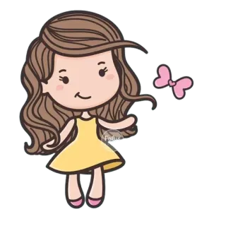 Ⓜ️ Cartoon, Mädchen, Schmetterling, Kleid, Süß, Animiert whatsapp sticker