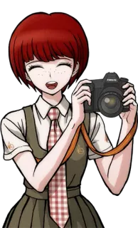 😄 Mahiru Koizumi Danganronpa Anime, Fille, Souriante, Cheveux roux, Photographe telegram sticker
