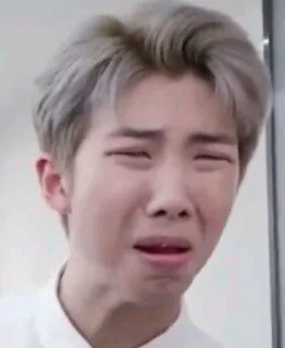 😫 RM triste, chorando, emocional, kpop, rm, bts, rosto, meme whatsapp sticker