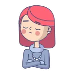 😒 zirytowany, zdenerwowany, kreskówka, dziewczyna, kobieta, niezadowolony, humorzasty telegram sticker