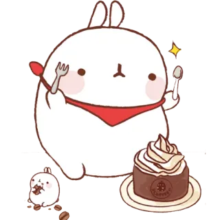 🍰 kawaii, rabbit, cartoon, dessert, cute telegram sticker