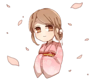 👩 Chibi, Kimono, Anime Mädchen, Sakura, Kawaii telegram sticker